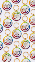 Load image into Gallery viewer, Color Wheel© Enamel Keychain WHITE/GOLD