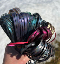 Load image into Gallery viewer, Kangaroo Leather Lace-DANECRAFT Custom Color-SILVER HOLOGRAPHIC SHIMMER CUSTOM CREATION