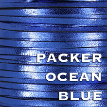 Load image into Gallery viewer, Kangaroo Leather Lace-PACKER OCEAN BLUE METALLIC FOIL (Discontinued limited supply)