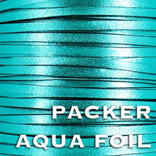 Load image into Gallery viewer, Kangaroo Leather Lace-PACKER AQUA FOIL (Discontinued limited supply)