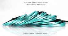 Load image into Gallery viewer, Kangaroo Leather Lace-PACKER AQUA FOIL (Discontinued limited supply)