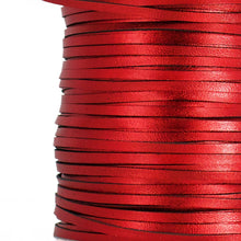 Load image into Gallery viewer, Kangaroo Leather Lace-PACKER FIRE RED METALLIC FOIL (Discontinued limited supply)