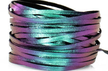 Load image into Gallery viewer, Kangaroo Leather Lace-DANECRAFT Custom Color-TEAL/PURPLE COLOR-SHIFTING