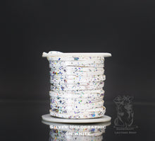 Load image into Gallery viewer, Kangaroo Leather Lace-DANECRAFT Custom Color-HOLOGRAPHIC SILVER FLAKE ON WHITE