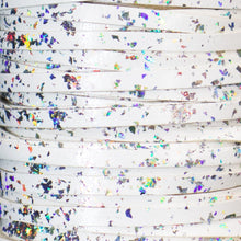 Load image into Gallery viewer, Kangaroo Leather Lace-DANECRAFT Custom Color-HOLOGRAPHIC SILVER FLAKE ON WHITE