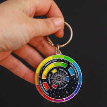 Load image into Gallery viewer, Color Wheel© Enamel Keychain BLACK/SILVER