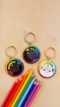 Load image into Gallery viewer, Color Wheel© Enamel Keychain WHITE/GOLD, Artist Gift
