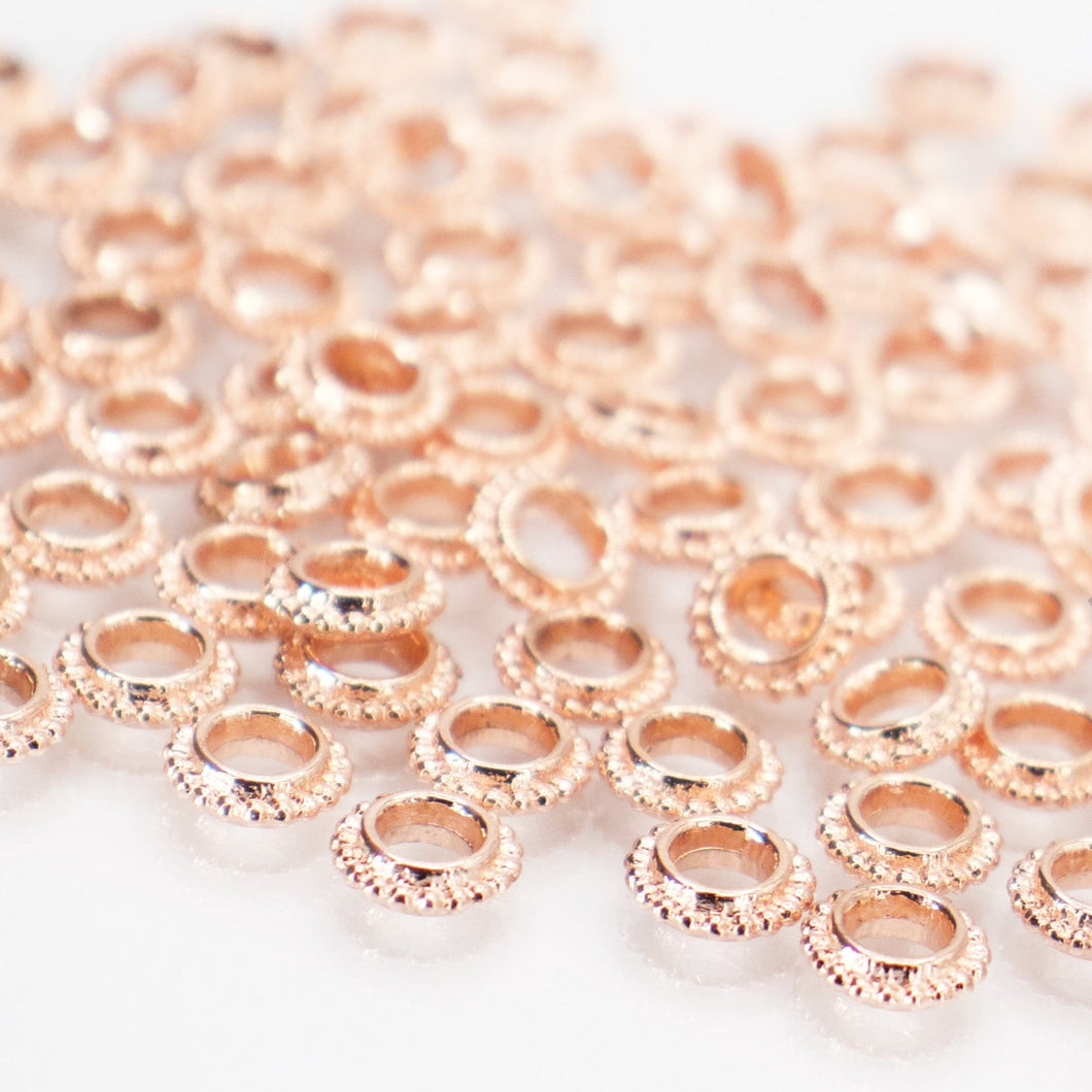 Big Hole Spacer Bead-ROSE GOLD DAISY