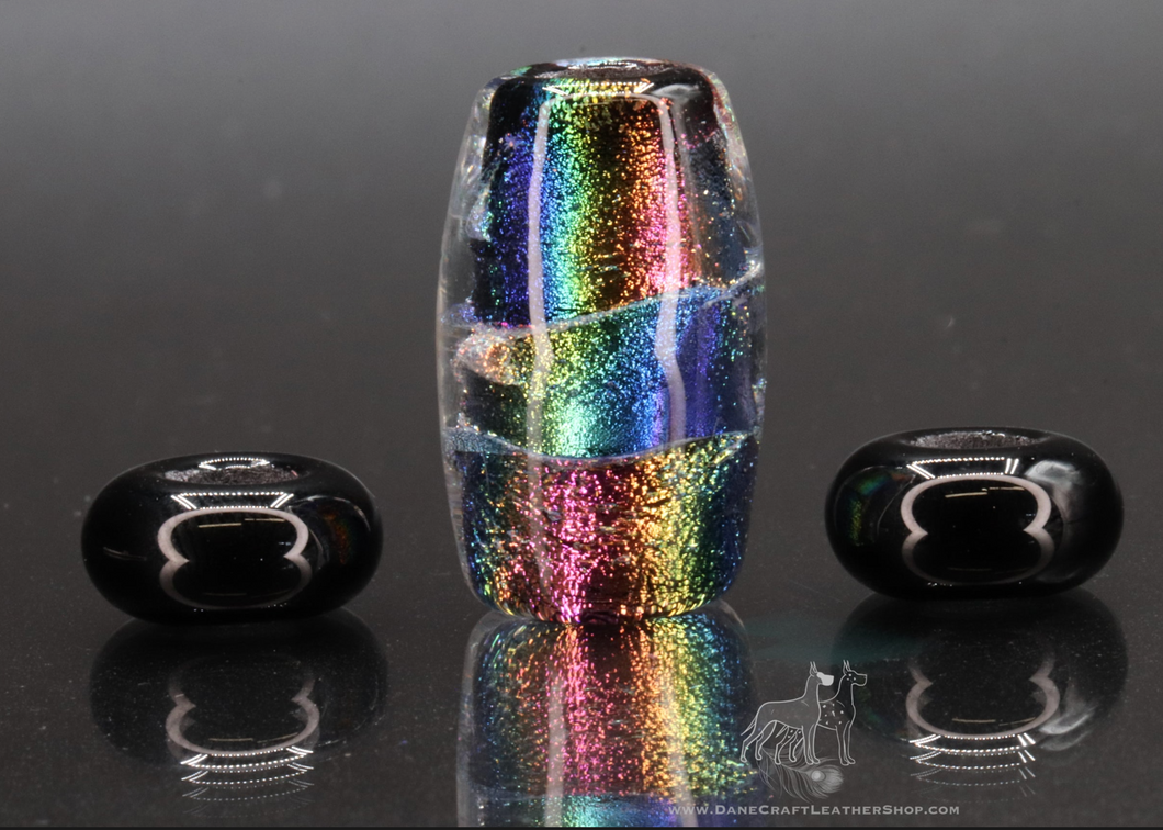 MADE TO ORDER BEAD SET: Tie Dye Rainbow Dichroic-Style A