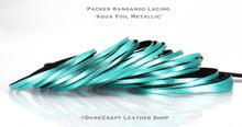 Load image into Gallery viewer, Kangaroo Leather Lace-PACKER AQUA FOIL (Discontinued limited supply)
