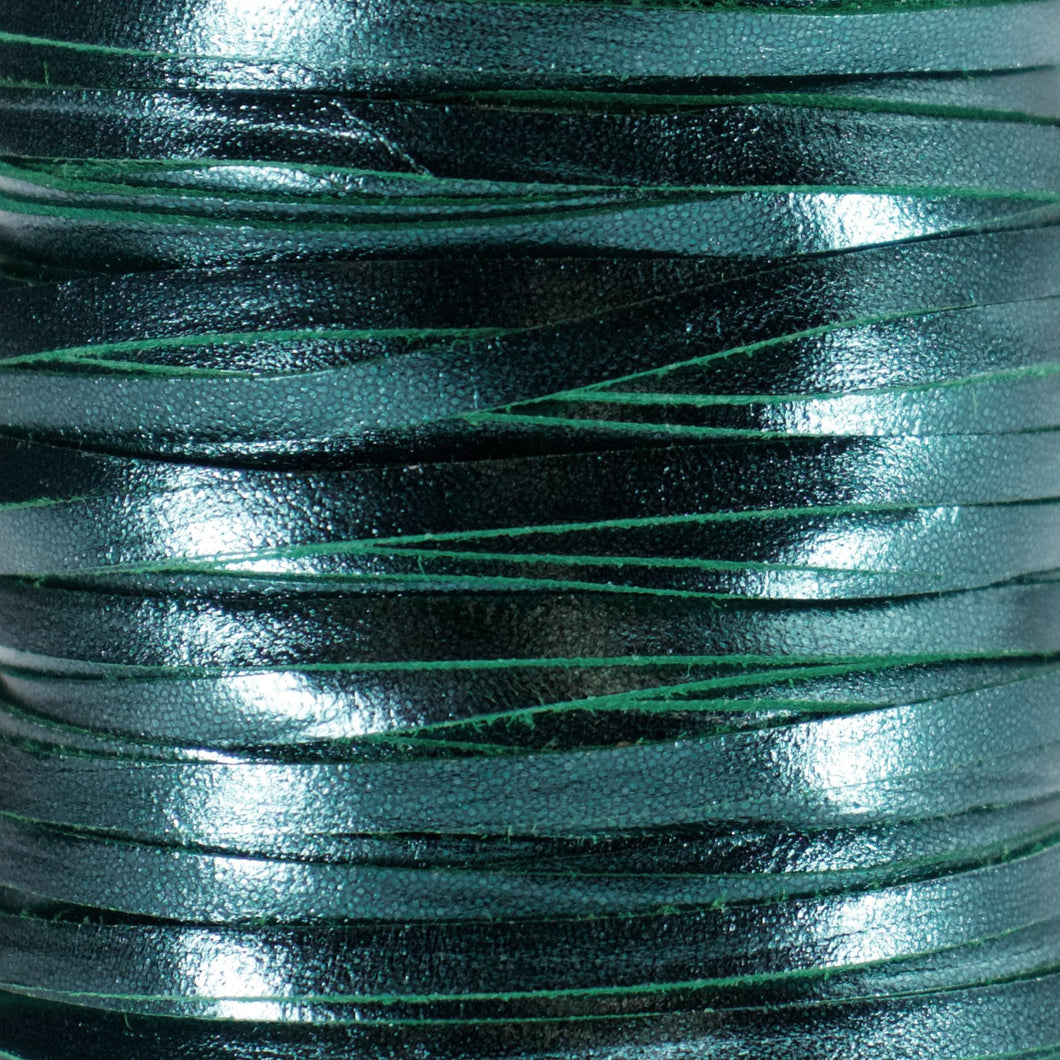 Kangaroo Leather Lace-BIRDSALL MIDNIGHT GREEN METALLIC FOIL (NEW)