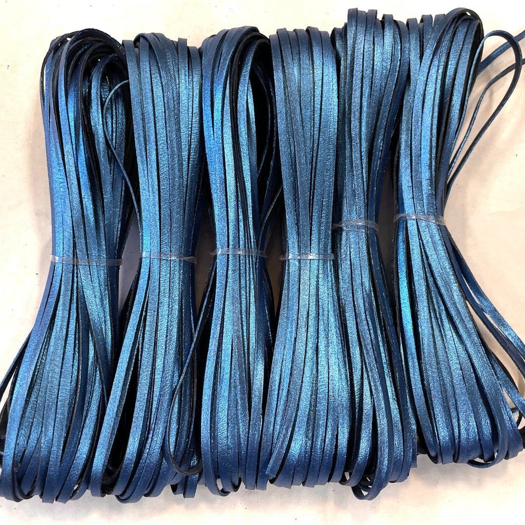 Kangaroo Leather Lace-Limited Edition Custom Handmade Color-#103 Sparkly medium blue