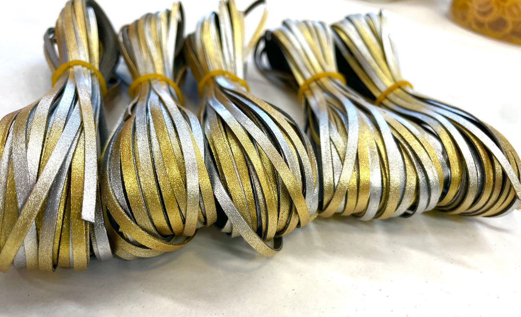 Kangaroo Leather Lace-Limited Edition Custom Color-GOLD/SILVER OMBRE #191