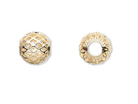Big Hole Bead-Gold-plated brass weave-10ct