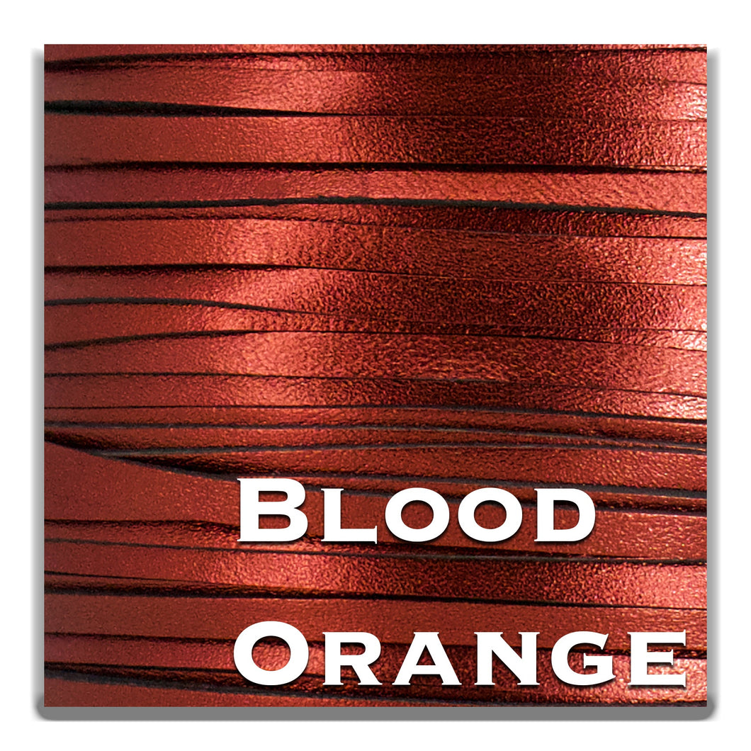 WHOLESALE-Kangaroo Leather Lace-PACKER BLOOD ORANGE METALLIC FOIL