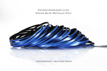 Load image into Gallery viewer, WHOLESALE-Kangaroo Leather Lace-PACKER OCEAN BLUE METALLIC FOIL
