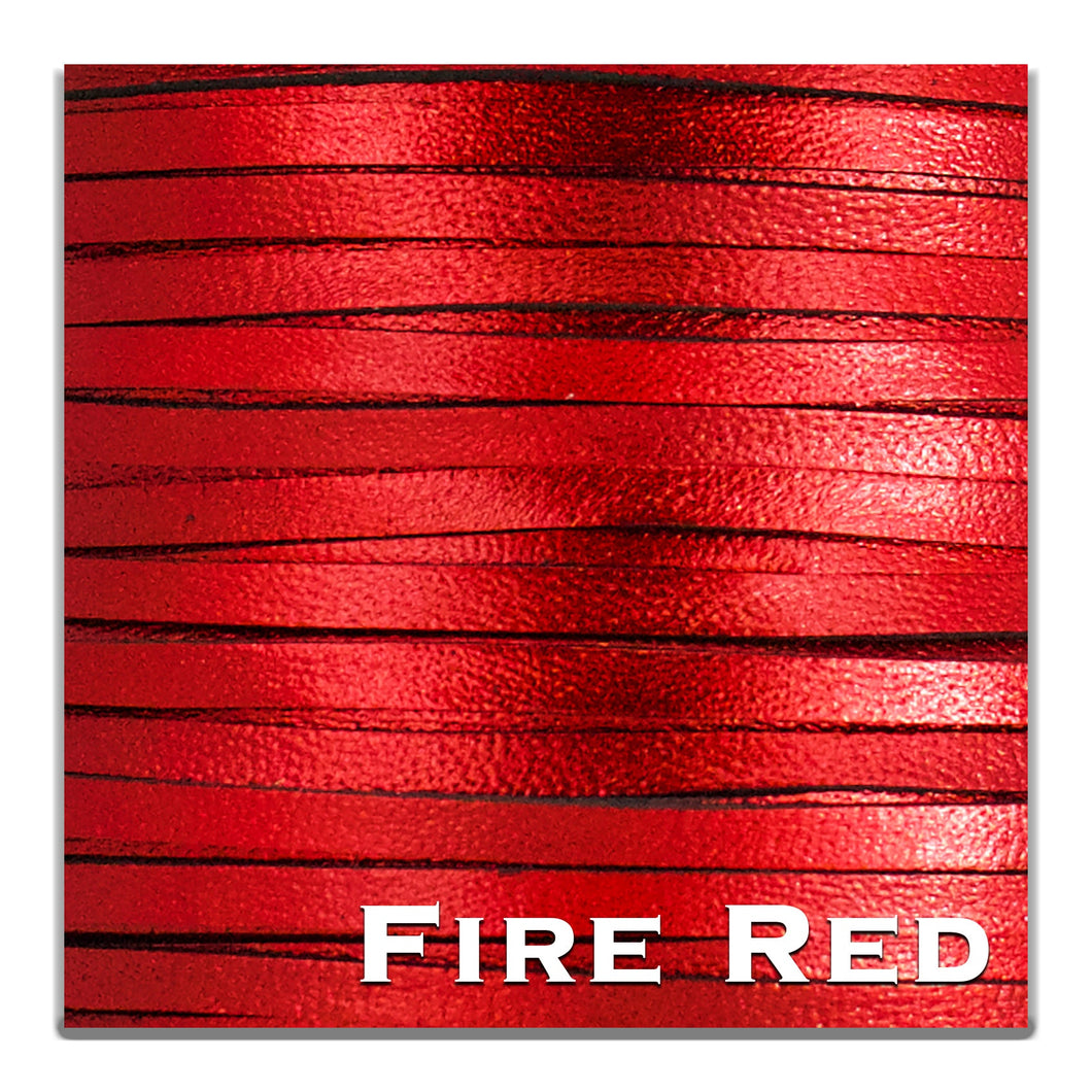 WHOLESALE-Kangaroo Leather Lace-PACKER FIRE RED FOIL METALLIC