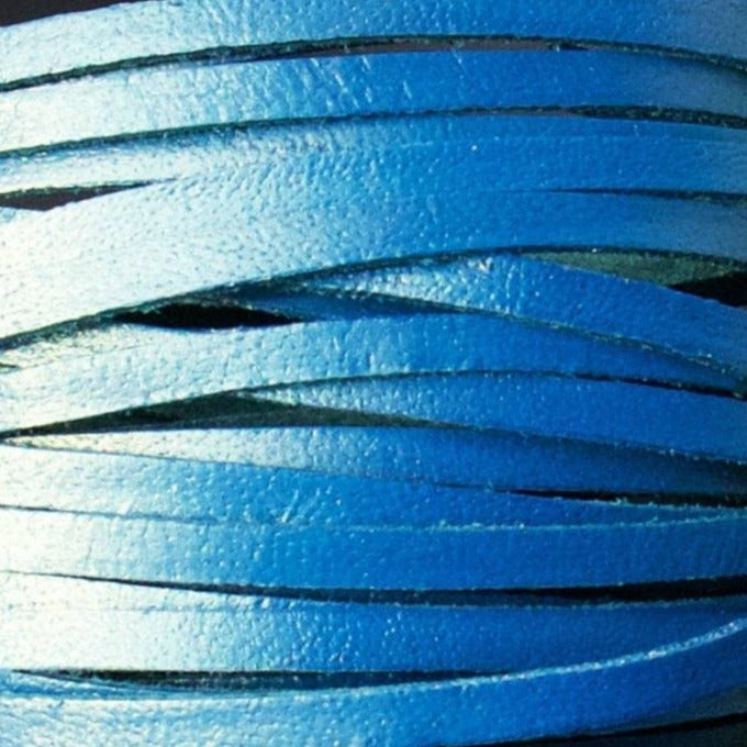 Kangaroo Leather Lace-DANECRAFT Custom Color-CERULEAN BLUE METALLIC