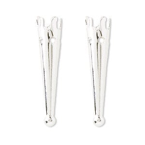 Pair bolo tips-Silver-plated brass, 33x7.5mm plain design