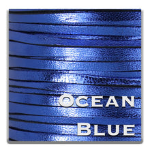 Load image into Gallery viewer, Kangaroo Leather Lace-PACKER OCEAN BLUE METALLIC FOIL (Discontinued limited supply)
